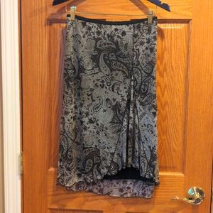 Fall floral paisley asymmetrical skirt in brown/cream/black, women's size small